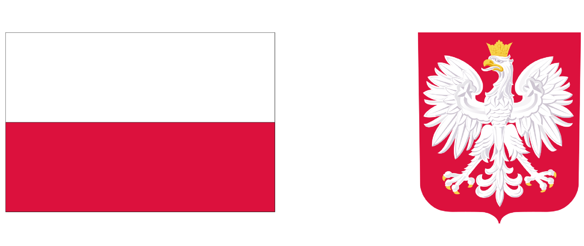 Grafika przedstawia z lewej strony biało-czerwoną flagę Rzeczypospolitej Polskiej, z prawej godło Rzeczypospolitej Polskiej - biały orzeł ze złotym dziobem i szponami oraz w złotej koronie na czerwonym tle.