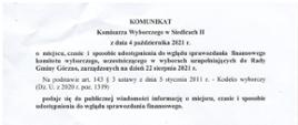 Komunikat Komisarza Wyborczego w Siedlcach II
