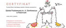 certyfikat dla szkoły za udział w kampanii
