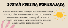 baner informacyjny dotyczący informacji jak zostać rodziną wspierającą