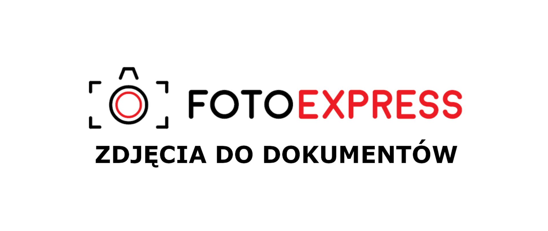 Logo FOTOEXPRESS: Stylizowana ikona aparatu fotograficznego oraz napisy "FOTOEXPRESS" i "ZDJĘCIA DO DOKUMENTÓW".
