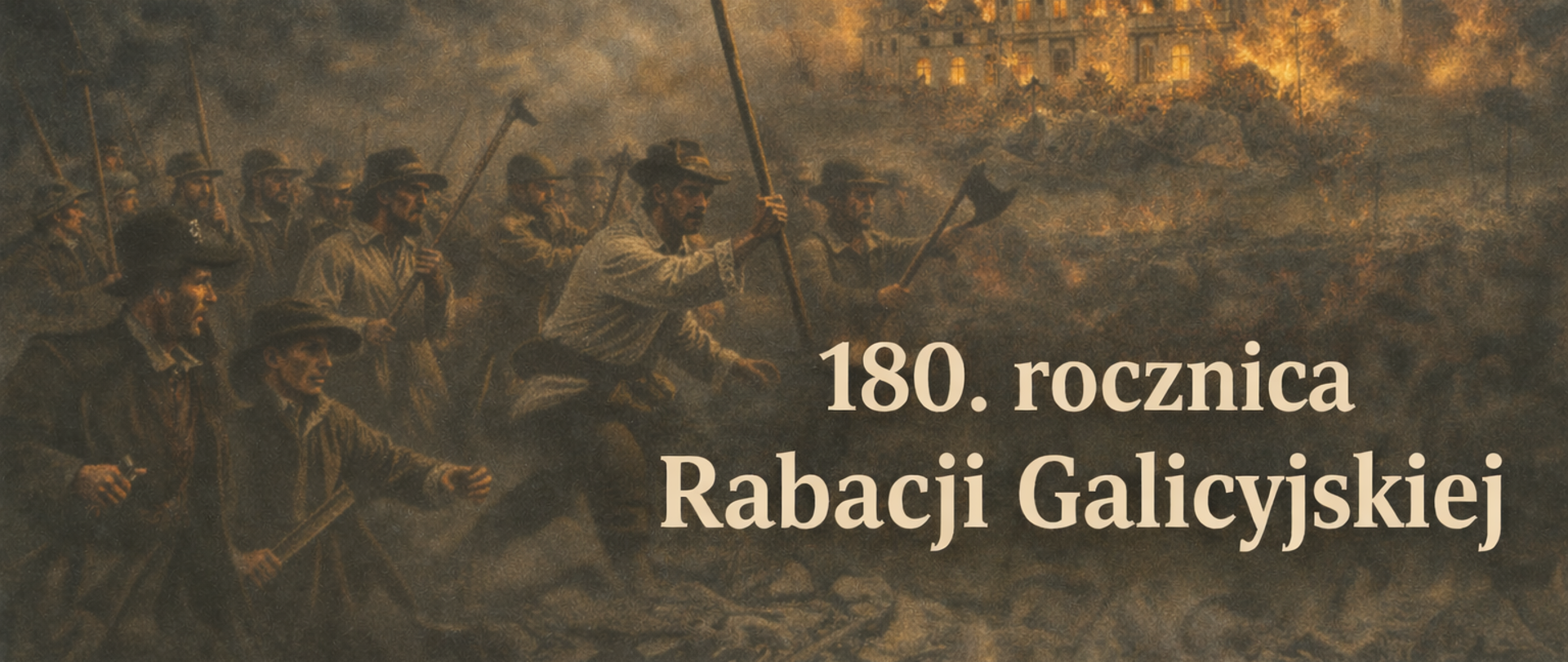 Grafika z herbem powiatu i napisem 180. rocznica Rabacji Galicyjskiej