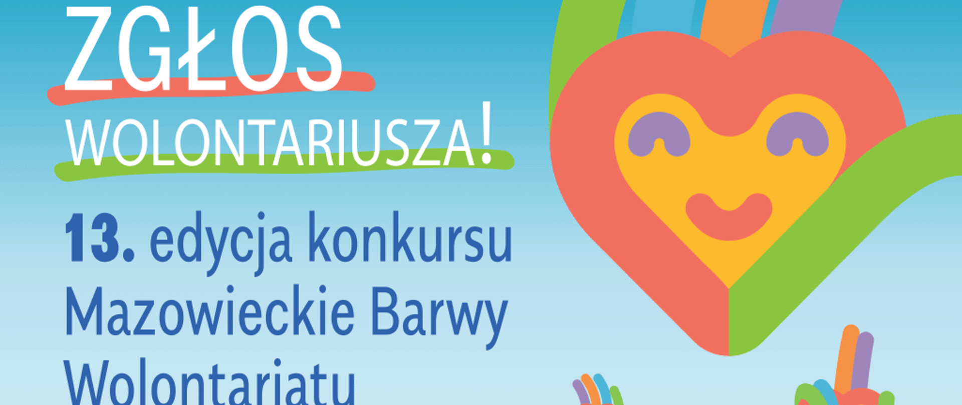 na niebieskim tle kolorowe serduszka z palcami- imitujące dłoń
