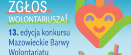 na niebieskim tle kolorowe serduszka z palcami- imitujące dłoń