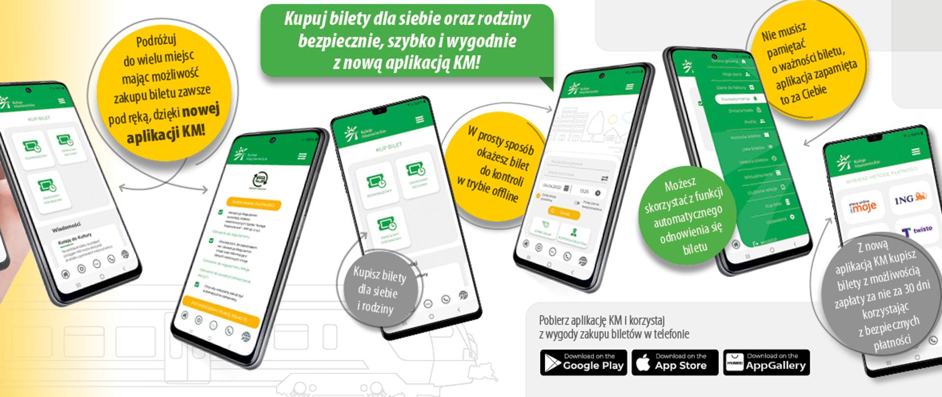Baner promujący nową aplikację kolei mazowieckich. Treść tożsama z informacjami podanymi w artykule.