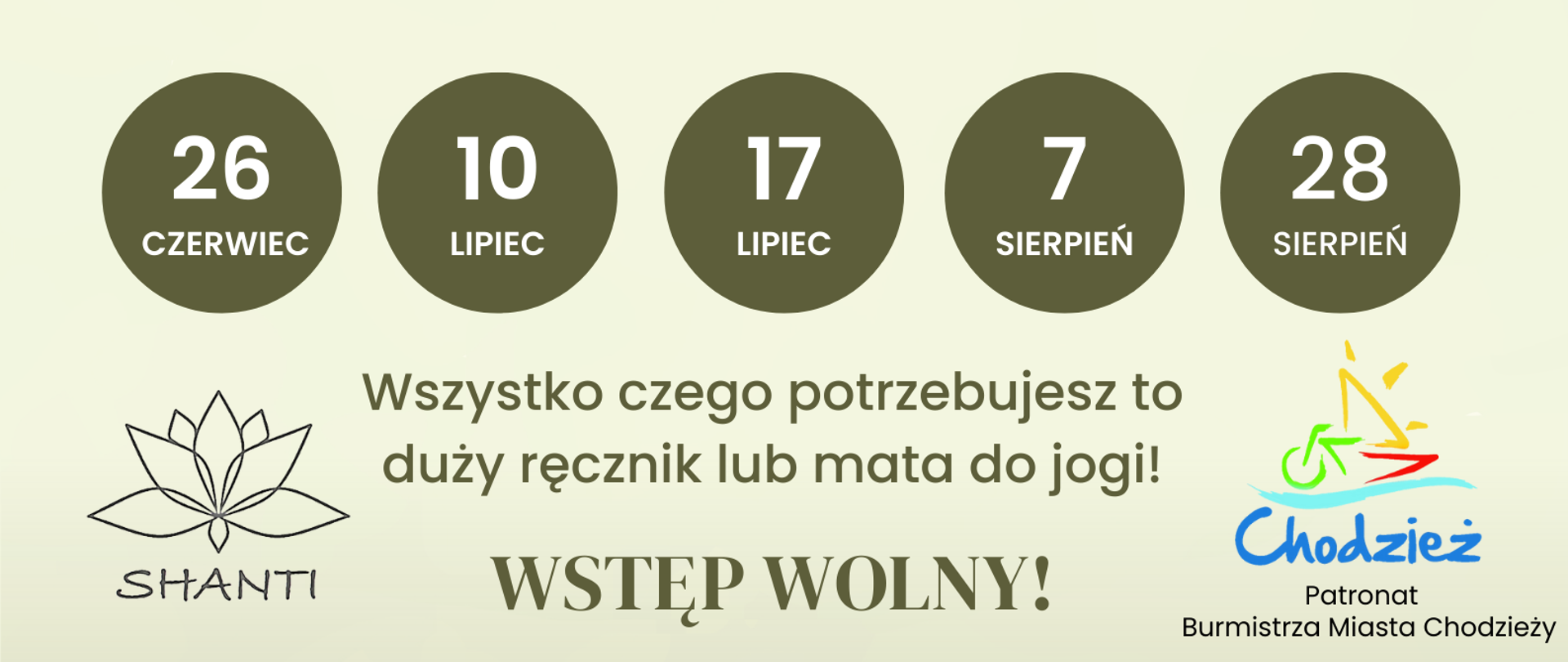 Lato z jogą - plakat zaproszenie do udziału w zajęciach z jogi 