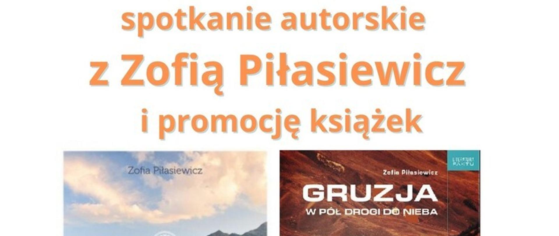Plakat promujący wydarzenie: okładki książek i tekst informujący o terminie i miejscu wydarzenia 
