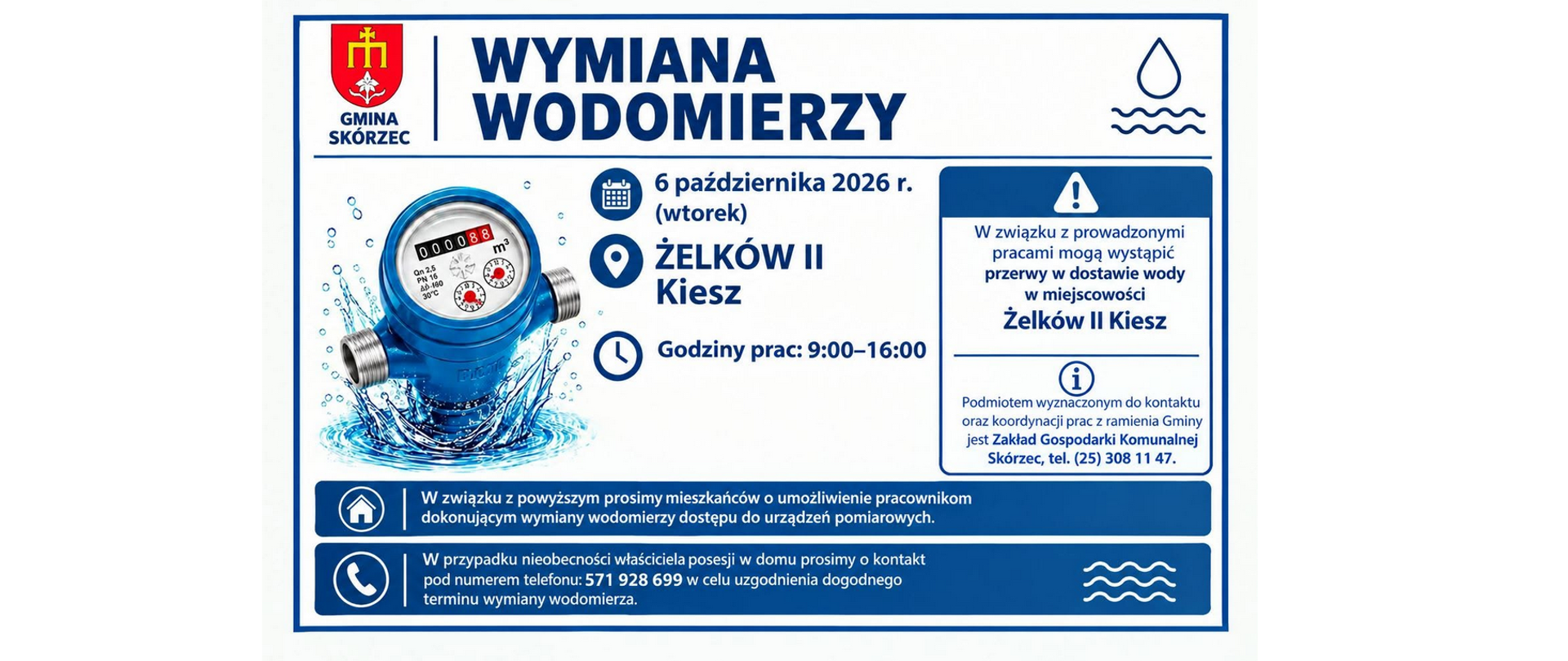 Wymiana wodomierzy - Żelków II- 6 października 2026 r.