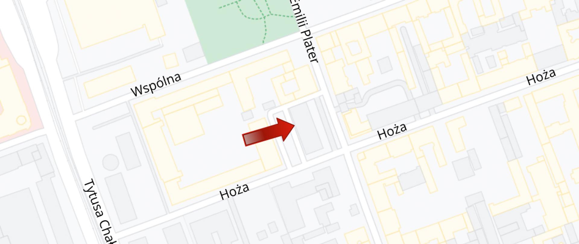 mapa nocnej pomocy stomatologicznej w Warszawie na ulicy Emilii Plater 21