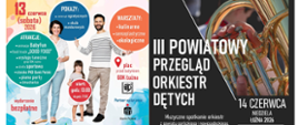 plakaty przedstawiające wydarzenia Dzień rodziny oraz III Powiatowy przegląd Orkiestr Dętych