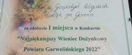 I miejsce sołectwo Łąki w konkursie powiatowym „Najpiękniejszy wieniec dożynkowy”. 