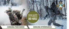 Grafika zachęca do dołączenia do 5 Mazowieckiej Brygady Obrony Terytorialnej, prezentuje kalendarz szkoleń.