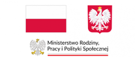 Grafika z polską flagą i godłem oraz logo Ministerstwa Rodziny, Pracy i Polityki Społecznej. 