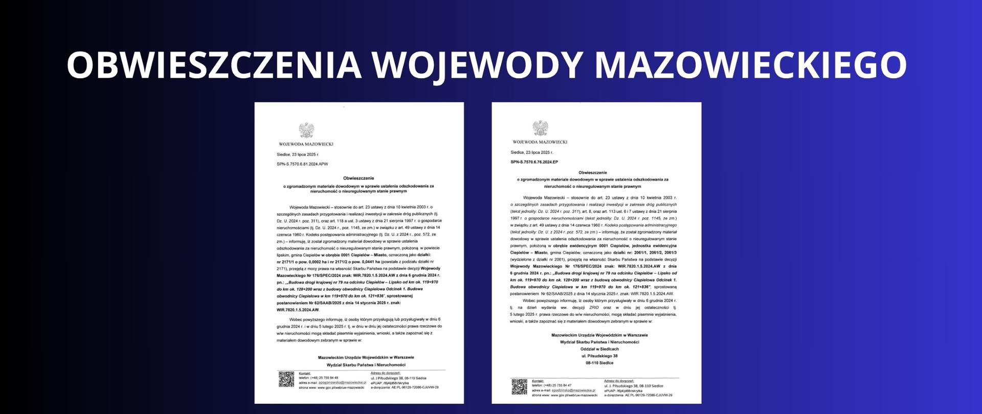 treść Obwieszczenia Wojewody Mazowieckiego