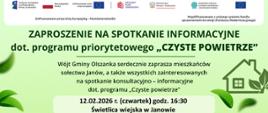 ZAPROSZENIE NA SPOTKANIE INFORMACYJNE dot. programu priorytetowego „CZYSTE POWIETRZE”