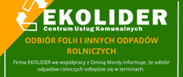 Odbiór folii i innych odpadów rolniczych już w czerwcu 2026 r. 