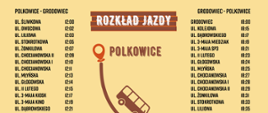 rozkład jazdy z Polkowic do Grodowca w dniu 3 września 2023 roku 