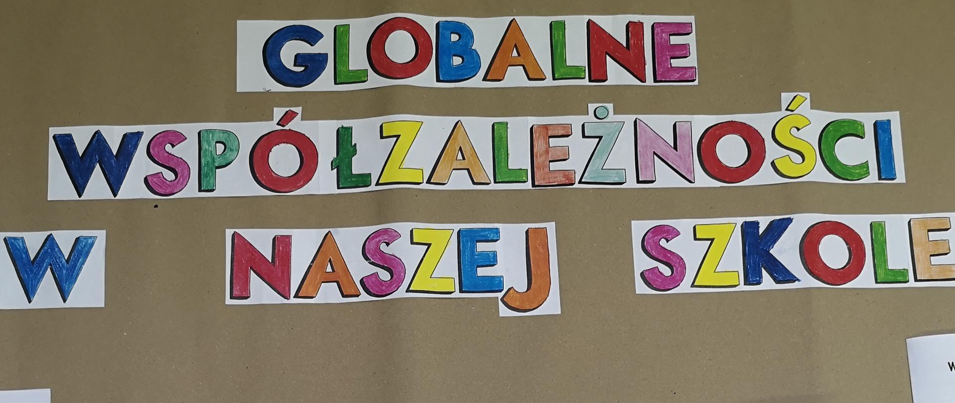 Plakat pt. Globalne współzależności w naszej szkole