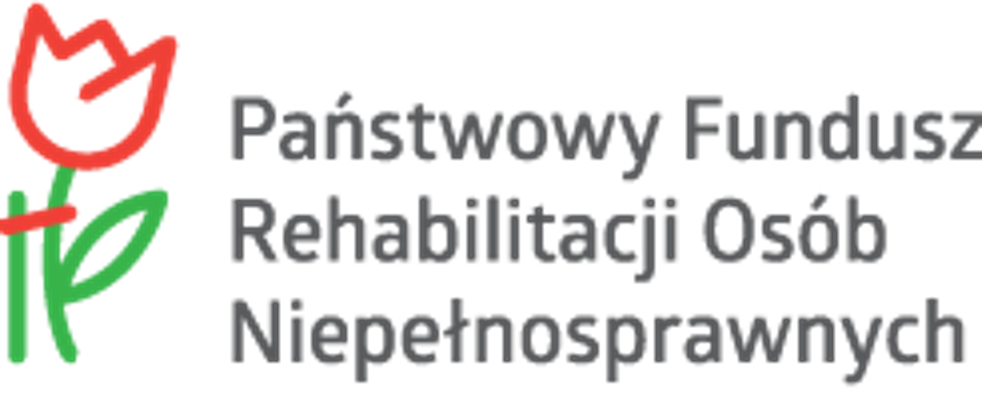 Grafika przedstawia na białym tle z lewej strony ikonę w kształcie tulipana, z prawej strony znajduje się napis: "Państwowy Fundusz Rehabilitacji Osób Niepełnosprawnych"