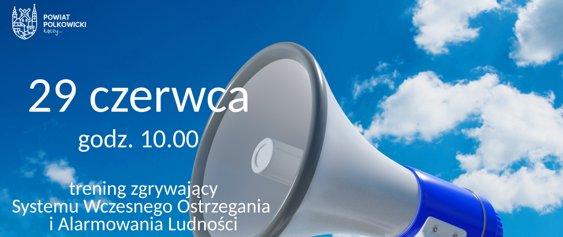 Na tle nieba widoczna biało-niebieska syrena alarmowa.