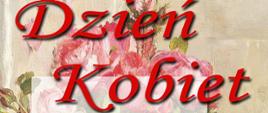 Plakat informacyjny zapraszający na obchody Gminnego Dnia Kobiet w Sawinie. Na tle obrazu przedstawiającego bukiet róż widnieje duży, czerwony napis „Dzień Kobiet”. Poniżej umieszczono szczegóły wydarzenia: wójt gminy Sawin zaprasza mieszkanki na spotkanie 8 marca 2025 roku o godzinie 16:00 w Gminnym Ośrodku Kultury. W programie przewidziane są występy Gminnej Orkiestry Dętej, Kapeli Sawińskiej oraz solistów. Organizatorzy zapewniają słodki poczęstunek. Na dole plakatu widnieje herb gminy Sawin oraz informacja o organizatorach: Wójcie Gminy Sawin i Gminnym Ośrodku Kultury w Sawinie.