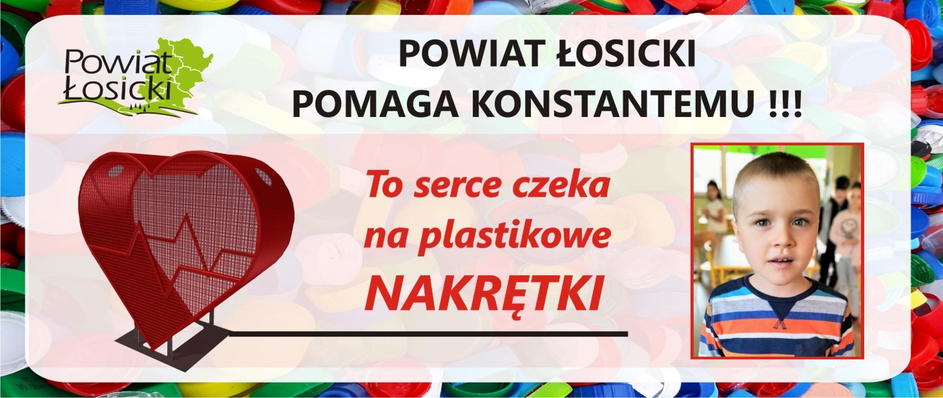 Powiat Łosicki pomaga Konstantemu. To serce czeka na plastikowe nakrętki.
