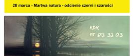 Plakat zapraszający na warsztaty - na szaro- żółtym tle informacje organizacyjne, umieszczone a artykule