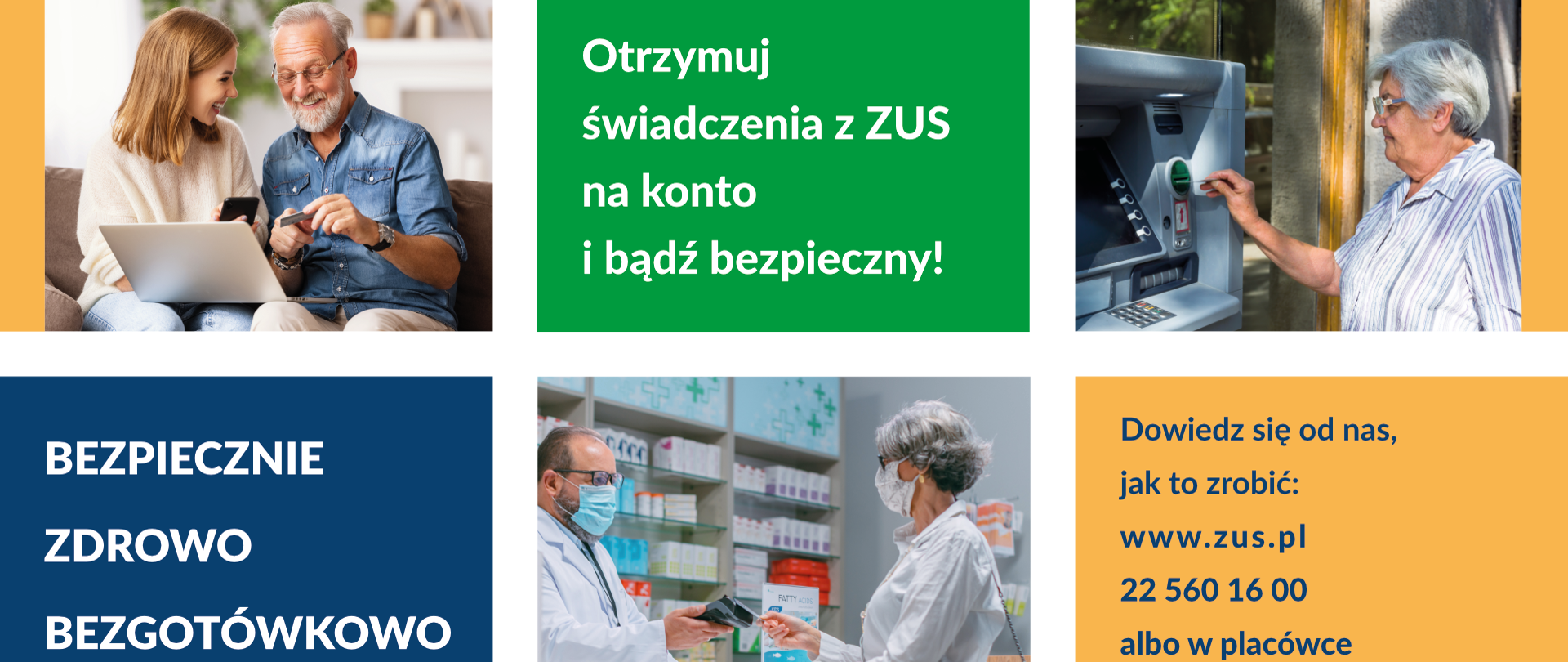 Bezpiecznie, zdrowo, bezgotówkowo – rusza kampania informacyjno-edukacyjna dla klientów ZUS