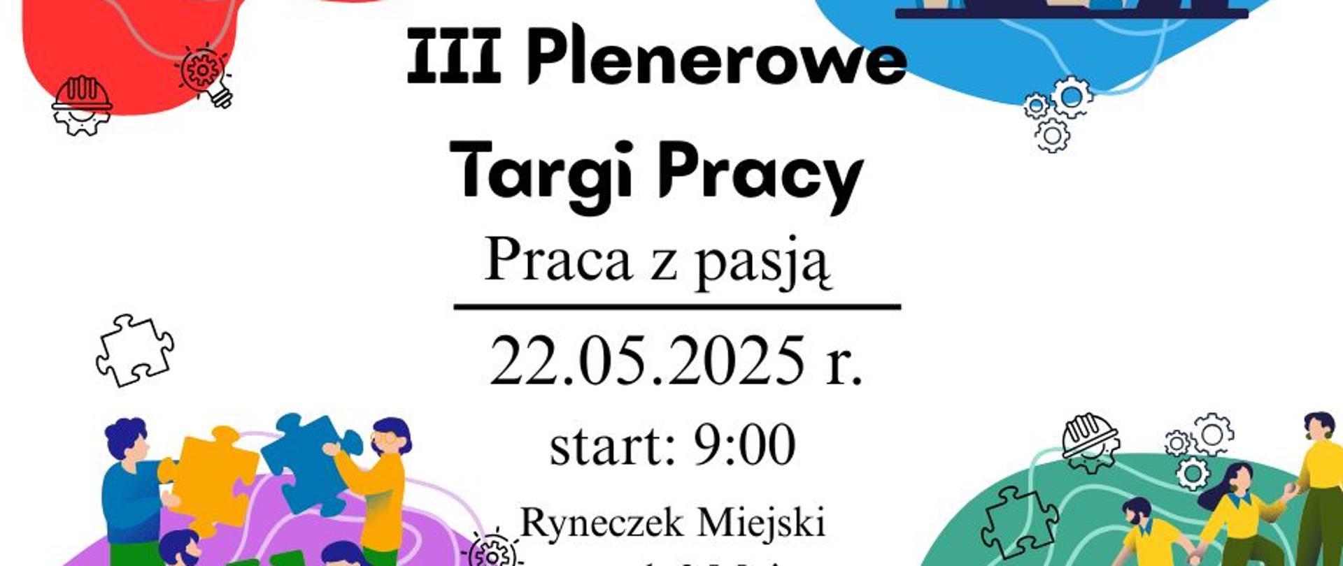 W czterech rogach plakatu grafiki przedstawiające grupy ludzi przy wspólnej pracy, u dołu logo organizatorów, a w centrum - informacja o wydarzeniu 