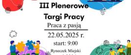 W czterech rogach plakatu grafiki przedstawiające grupy ludzi przy wspólnej pracy, u dołu logo organizatorów, a w centrum - informacja o wydarzeniu 