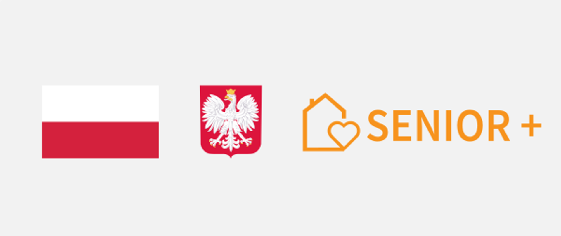 Logotyp Senior plus wraz z flaga i godłem