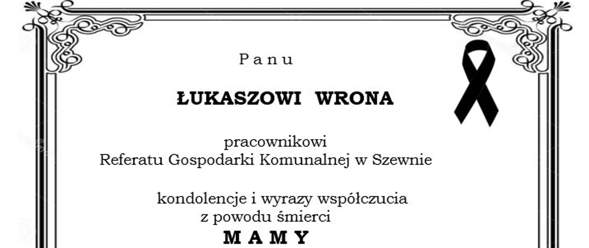 Kondolencje dla Łukasza Wrony