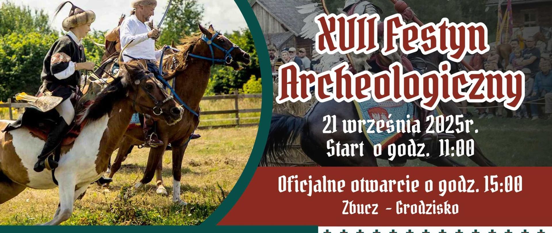 XVII Festyn Archeologiczny - między zdjęciami artystów, którzy wystąpią, umieszczono informacje organizacyjne, zawarte w aertykule