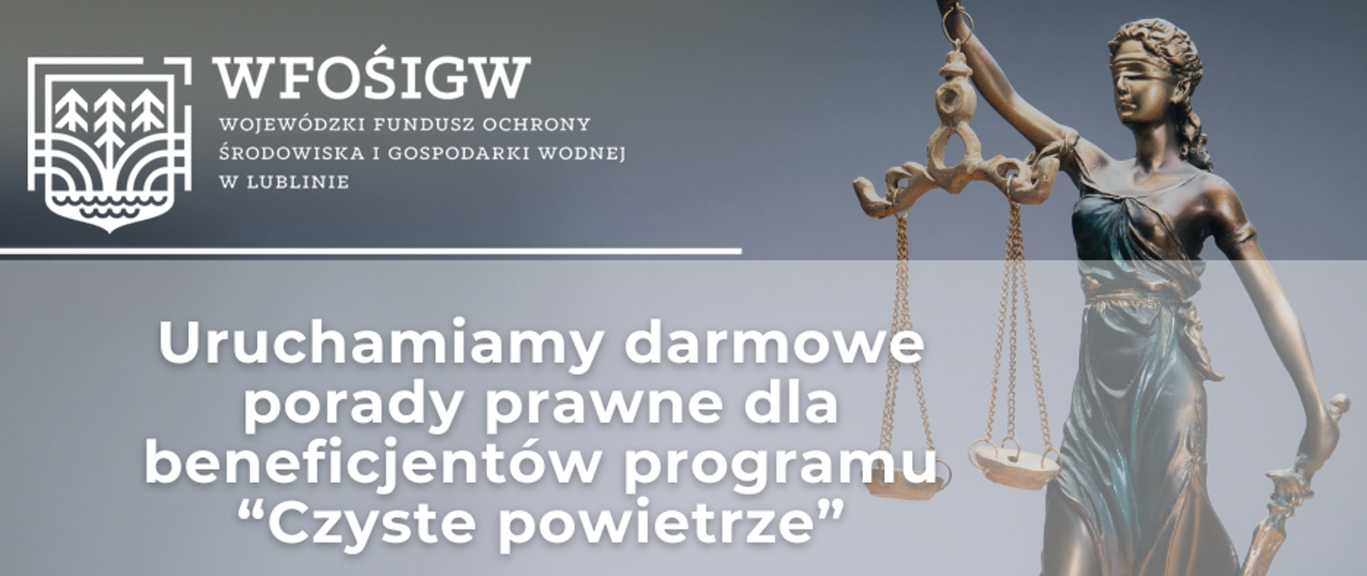 baner informacyjny dot. darmowych porad prawnych dla beneficjentów programu "Czyste powietrze"