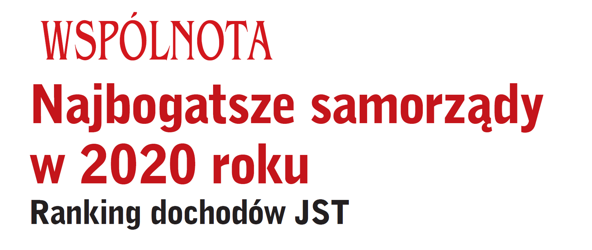 Grafika rankingu dochodów JST pisma Wspólnota