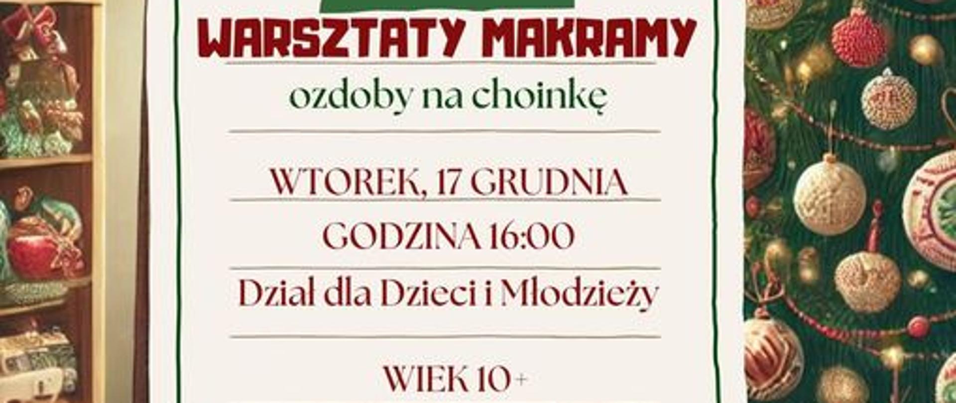 Warsztaty makramy dla dzieci - plakat MBP
