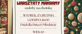 Warsztaty makramy dla dzieci - plakat MBP