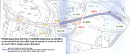 Mapa drogi gminnej nr 364266K Kościelna na odcinku I i II