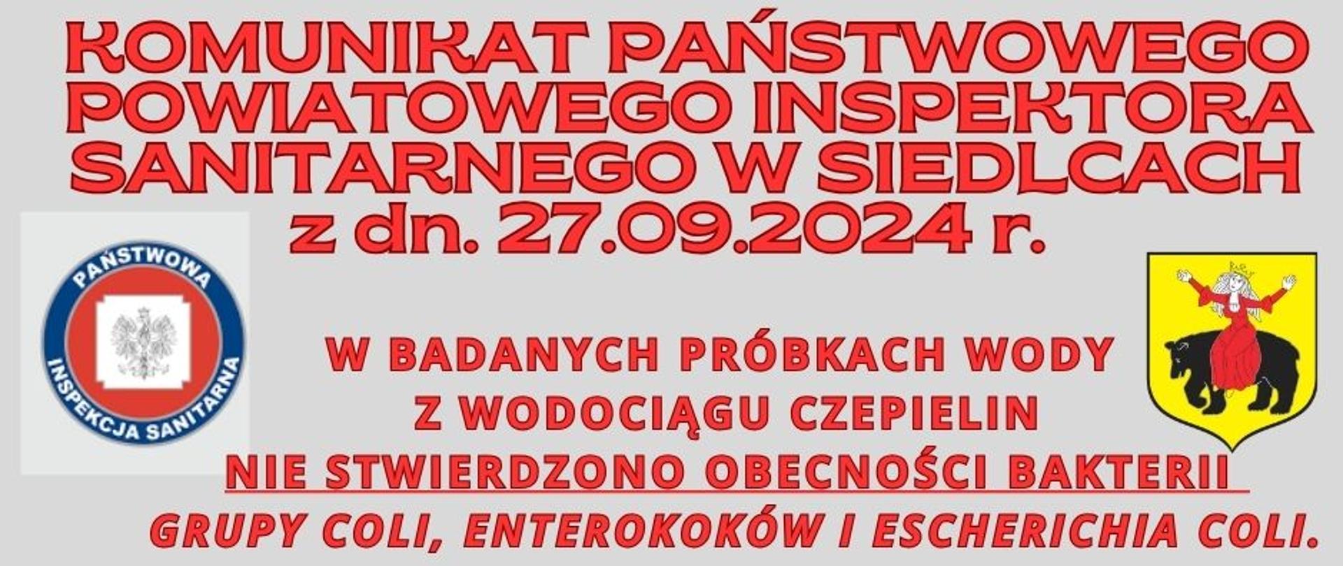 KOMUNIKAT SANEPID Z DN. 27.09.24 R.