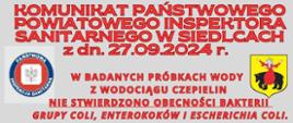 KOMUNIKAT SANEPID Z DN. 27.09.24 R.