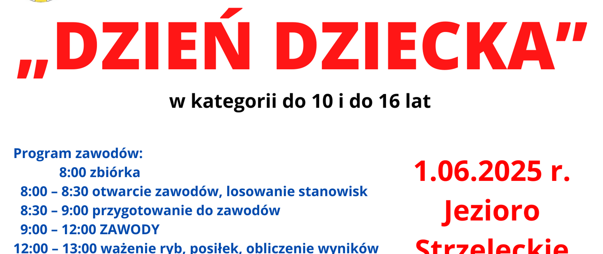 plakat - zawody wędkarskie z okazji dnia dziecka 