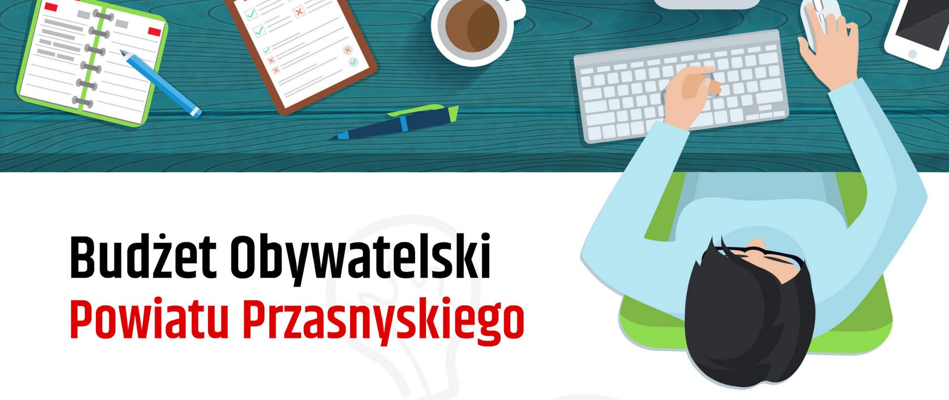 Grafika promocyjna z napisem Budżet Obywatelski Powiatu Przasnyskiego