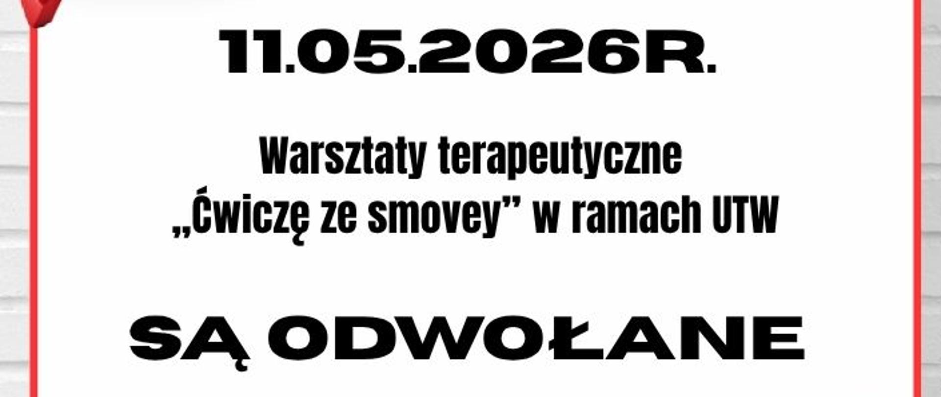 Informacje o odwołaniu zajęć smovey