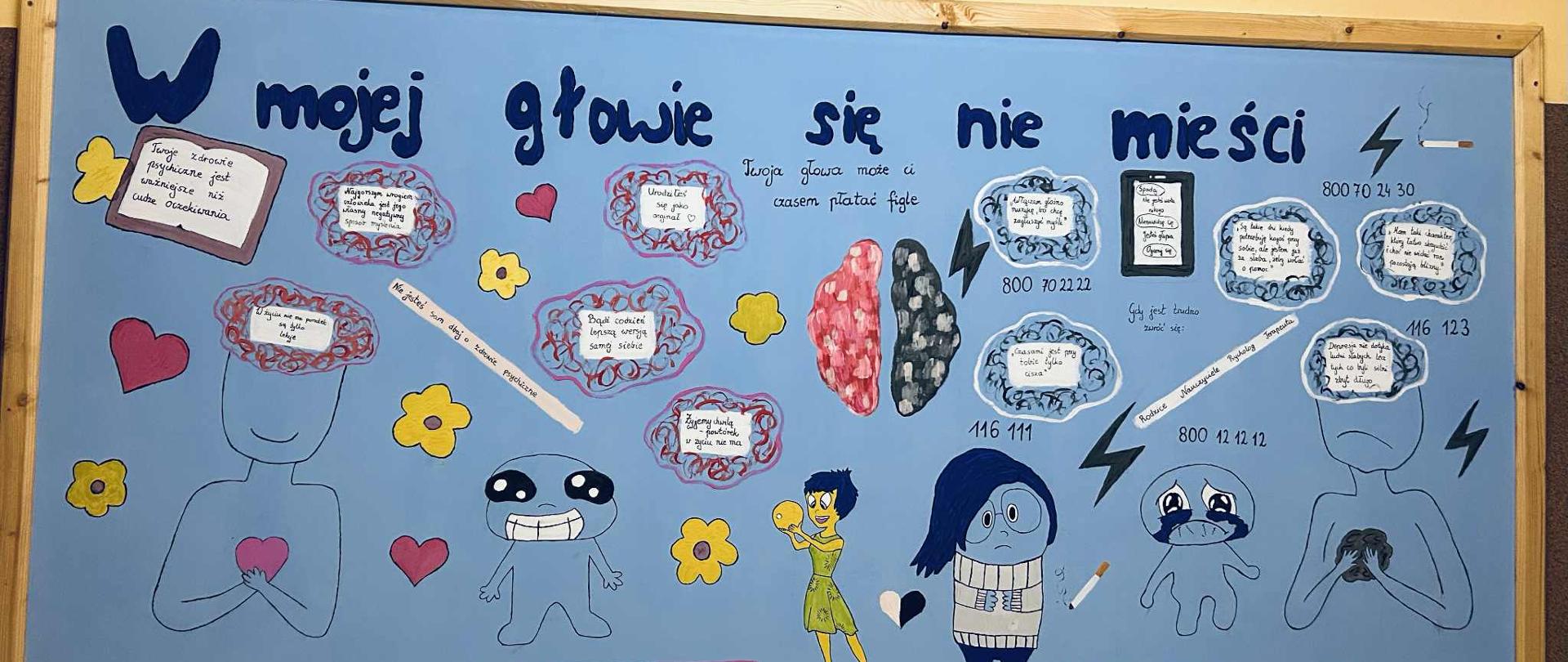 Niebieska tablica z napisem W mojej głowie się nie mieści