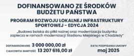 tablica informacyjna nt. dofinansowania budowy stadionu miejskiego 
