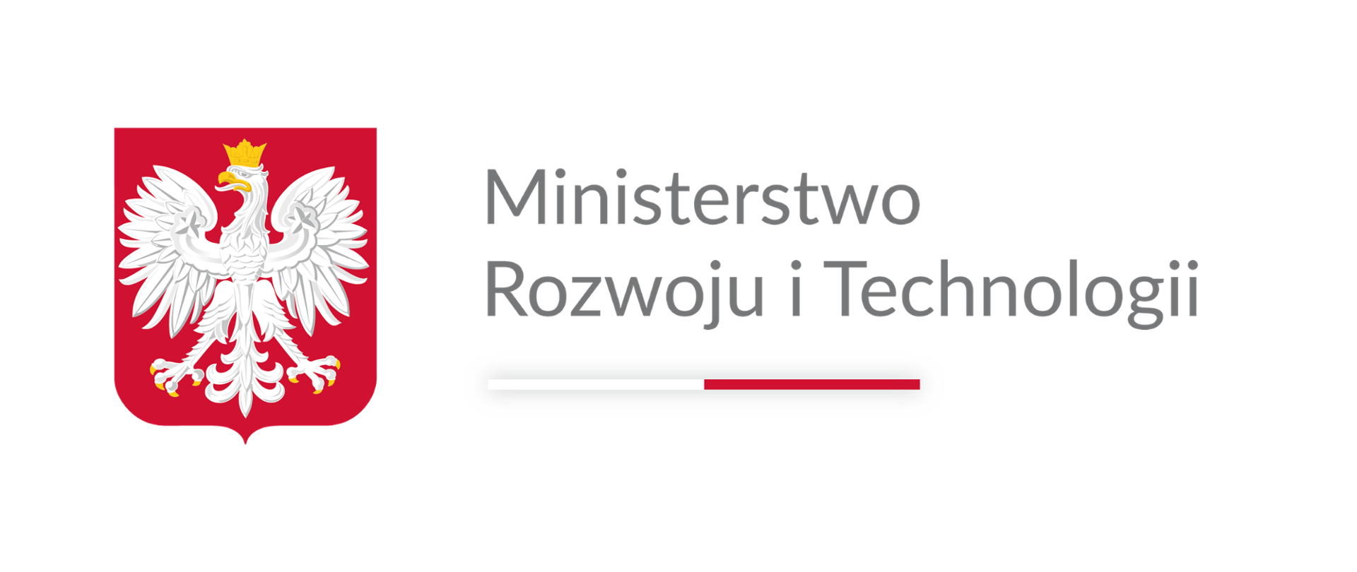 zdjęcie prezentuje na białym tle po lewej stronie godło Polski, obok napis: Ministerstwo Rozwoju i Technologii. Pod napisem poziomą cienką linie w kolorze biało czerwonym.