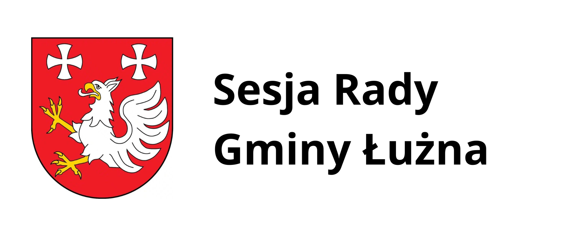 napis Sesja Rady gminy Łużna z logiem gminy