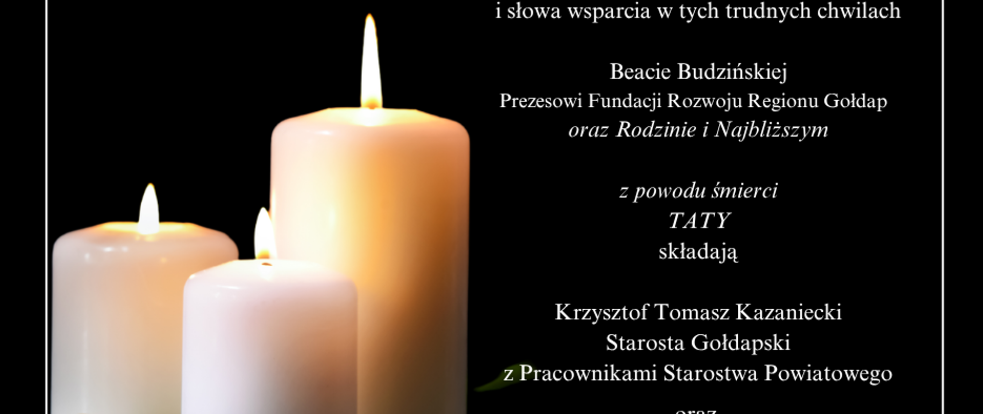 Kondolencje Beata Budzińska