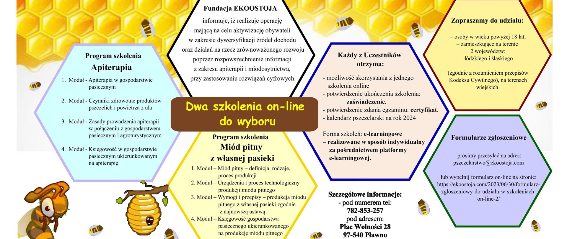 Szkolenia on-line apiterapia i oraz produkcja miodu pitnego.