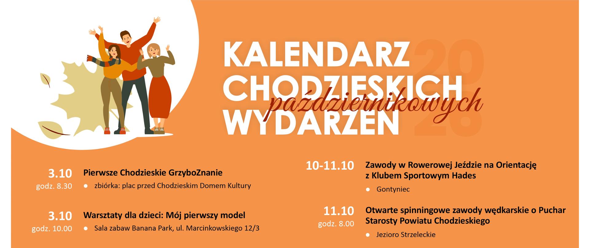 plakat kalendarz wydarzeń w Chodzieży w październiku z rozpisanymi wydarzeniami 